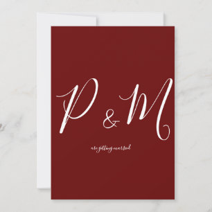 Invitación Boda Minimalista Rojo Granate y Blanco