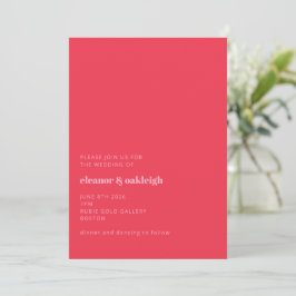 Invitación Boda minimalista Rojo Rosa Moderno  Simple I
