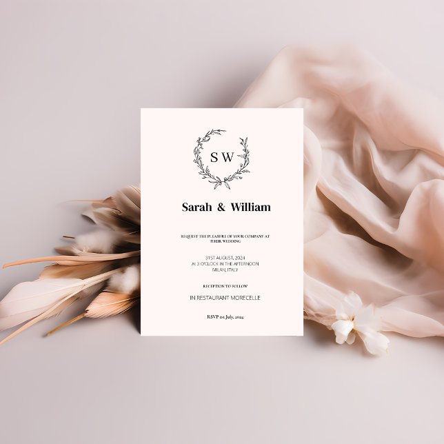 Invitación Boda Minimalista rosa elegante negro y blanco (Subido por el creador)