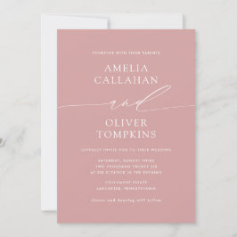 Invitación Boda Minimalista Rosa Polvo