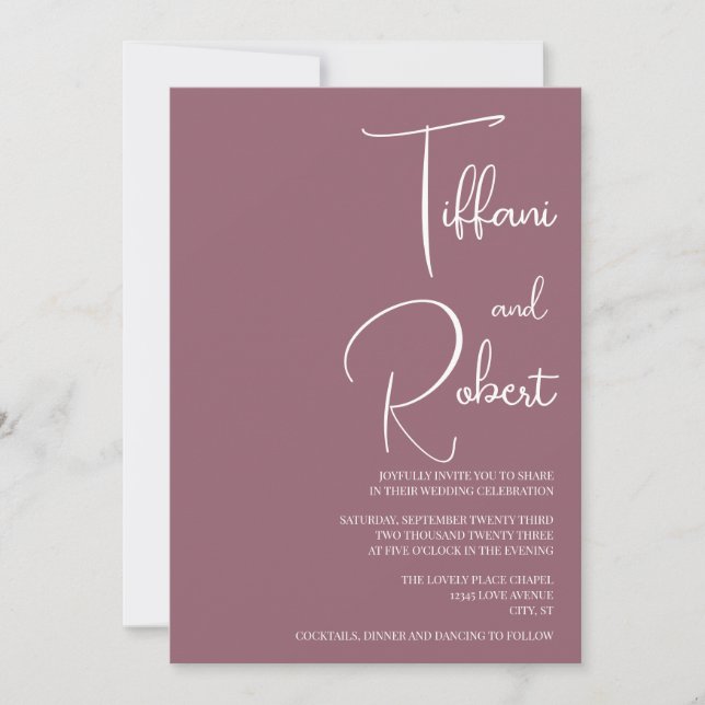 Invitación Boda Minimalista rosado (Anverso)