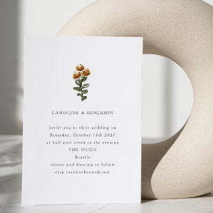 Invitación Boda minimalista rústica caprichosa de flores silv