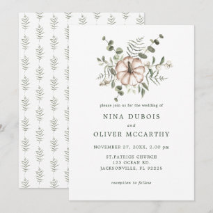 Invitación Boda minimalista rústica de calabaza y hojas verde