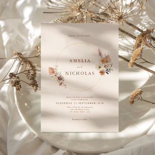 Invitación Boda minimalista Rústico de Boho Floral