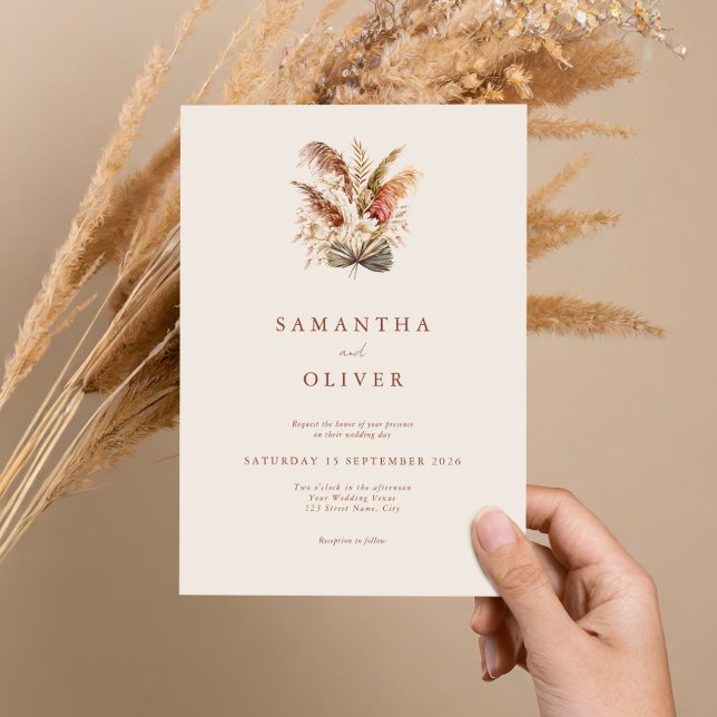 Invitación Boda minimalista Rústico de Boho Floral (Subido por el creador)