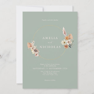 Invitación Boda minimalista Rústico de Boho Floral