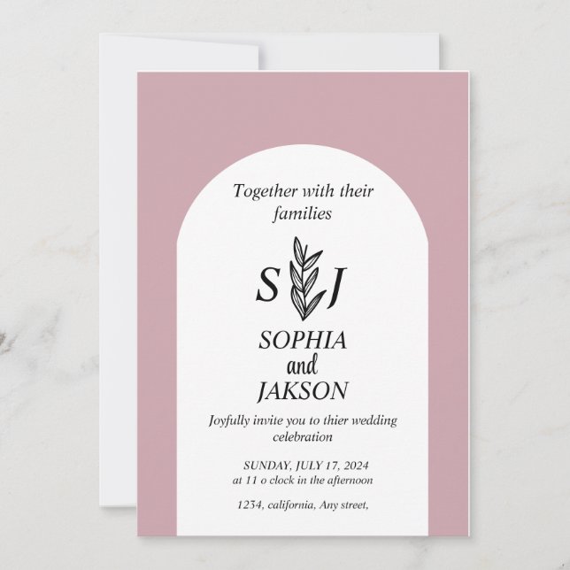 Invitación Boda Minimalista sencillo dulce (Anverso)