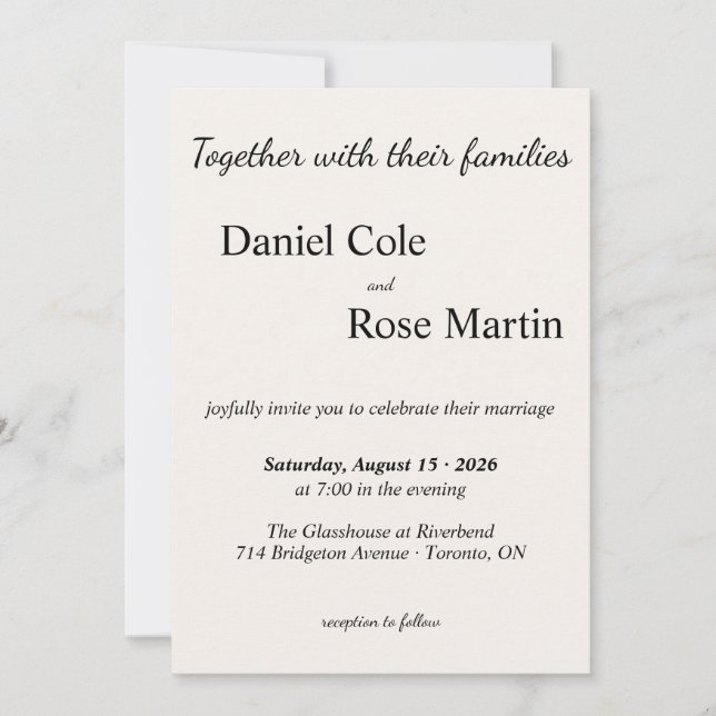 Invitación Boda minimalista simple beige (Anverso)
