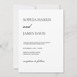 Invitación Boda Minimalista simple blanco moderno
