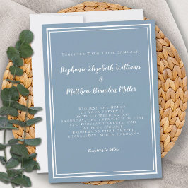 Invitación Boda minimalista simple de color azul polvoriento 