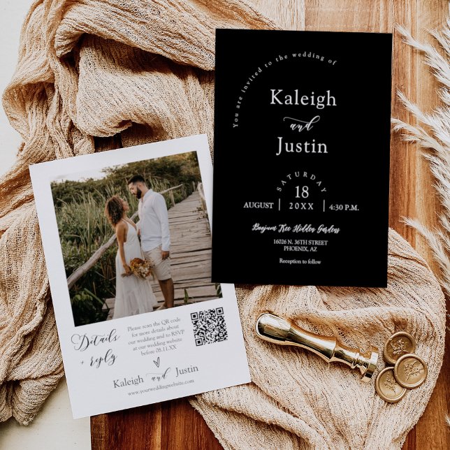 Invitación Boda Minimalista simple foto código QR (Subido por el creador)