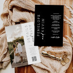 Invitación Boda Minimalista simple foto Código QR RSVP<br><div class="desc">Esta invitación presenta una tipografía moderna que le da una tipografía serif limpia y simple con un fondo negro. La sencillez y el diseño limpio de esta invitación funcionan bien con todos los temas bodas y sin duda una gran adición a su boda. Intenta ponerte verde con esta moderna invitación...</div>