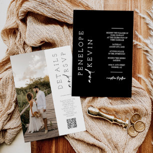 Invitación Boda Minimalista simple foto Código QR RSVP