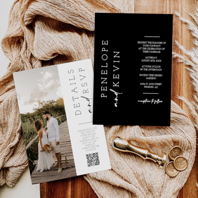 Invitación Boda Minimalista simple foto Código QR RSVP (Subido por el creador)