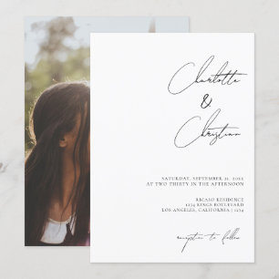 Invitación Boda Minimalista simple manuscrito