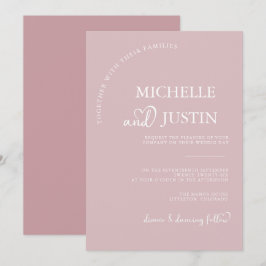 Invitación Boda minimalista simple moderna de color rosa polv