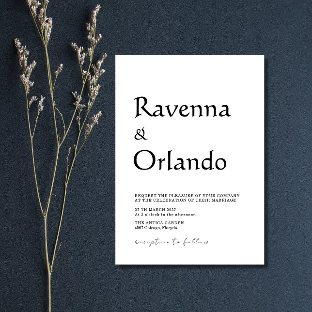Invitación Boda minimalista simple moderna negra (Subido por el creador)