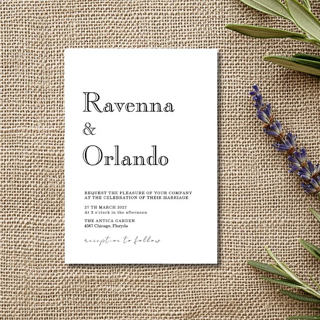 Invitación Boda minimalista simple moderna negra (Subido por el creador)