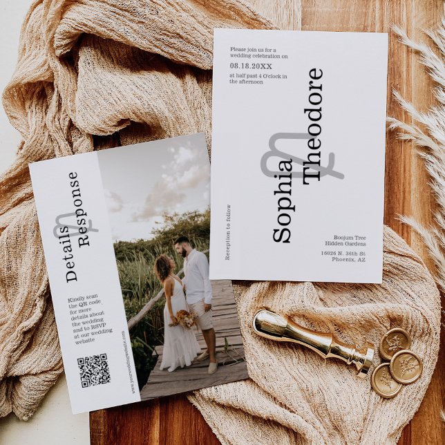 Invitación Boda Minimalista simple moderno QR Code Photo (Subido por el creador)