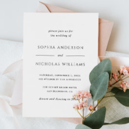 Invitación Boda minimalista simple y elegante en blanco