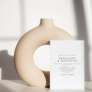 Invitación Boda minimalista simple y elegante negro y blanco