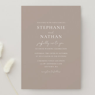 Invitación Boda Minimalista taupe moderno