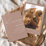 Invitación Boda Minimalista Terracotta Photo Floral<br><div class="desc">La minimalista línea botánica floral Art Terracotta (terra cotta) y Neutral Brown Earth Tone Boho Bohemian Sketch Boda Autumn (otoño),  Invierno,  Primavera o Verano con Invitaciones fotográficas o de imágenes - incluye hermosa y elegante tipografía de escritura para la celebración especial del Día de la Boda.</div>