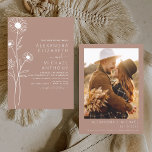 Invitación Boda Minimalista Terracotta Photo Floral<br><div class="desc">La minimalista línea botánica floral Art Terracotta (terra cotta) y Neutral Brown Earth Tone Boho Bohemian Sketch Boda Autumn (otoño),  Invierno,  Primavera o Verano con Invitaciones fotográficas o de imágenes - incluye hermosa y elegante tipografía de escritura para la celebración especial del Día de la Boda.</div>