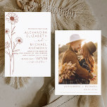 Invitación Boda Minimalista Terracotta Photo Floral<br><div class="desc">La minimalista línea botánica floral Art Terracotta (terra cotta) y Neutral Brown Earth Tone Boho Bohemian Sketch Boda Autumn (otoño),  Invierno,  Primavera o Verano con Invitaciones fotográficas o de imágenes - incluye hermosa y elegante tipografía de escritura para la celebración especial del Día de la Boda.</div>