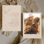 Invitación Boda Minimalista Terracotta Photo Floral<br><div class="desc">La minimalista línea botánica floral Art Terracotta (terra cotta) y Neutral Brown Earth Tone Boho Bohemian Sketch Boda Autumn (otoño),  Invierno,  Primavera o Verano con Invitaciones fotográficas o de imágenes - incluye hermosa y elegante tipografía de escritura para la celebración especial del Día de la Boda.</div>