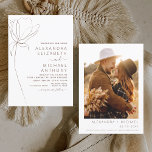 Invitación Boda Minimalista Terracotta Photo Floral<br><div class="desc">La minimalista línea botánica floral Art Terracotta (terra cotta) y Neutral Brown Earth Tone Boho Bohemian Sketch Boda Autumn (otoño),  Invierno,  Primavera o Verano con Invitaciones fotográficas o de imágenes - incluye hermosa y elegante tipografía de escritura para la celebración especial del Día de la Boda.</div>