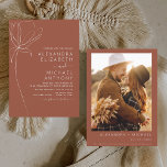 Invitación Boda Minimalista Terracotta Photo Floral<br><div class="desc">La minimalista línea botánica floral Art Terracotta (terra cotta) y Neutral Brown Earth Tone Boho Bohemian Sketch Boda Autumn (otoño),  Invierno,  Primavera o Verano con Invitaciones fotográficas o de imágenes - incluye hermosa y elegante tipografía de escritura para la celebración especial del Día de la Boda.</div>