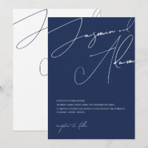 Boda Minimalista Tipografía de Letra Script Azul M