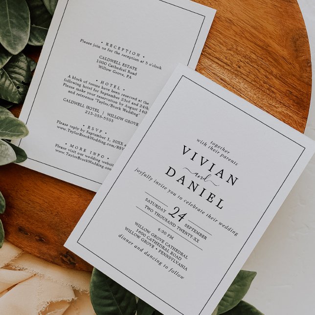 Invitación Boda minimalista todo en uno (Minimalist All In One Wedding Invitation)