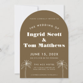Invitación Boda Minimalista Tropical Marrón