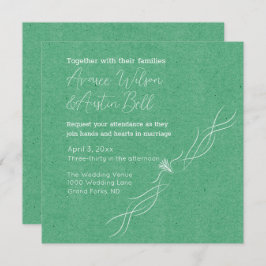 Invitación Boda Minimalista verde esmeralda y blanco