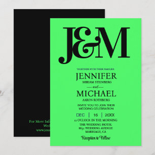 Invitación Boda Minimalista Verde Lima