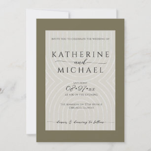 Invitación Boda minimalista verde oliva