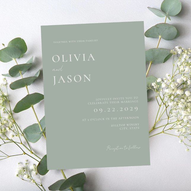 Invitación Boda minimalista verde sabio moderno (Subido por el creador)