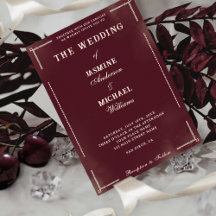 Boda Minimalista Vintage Elegante Burgundy Marfil