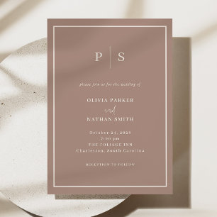 Invitación Boda minimalista y elegante con borde blanco cremo