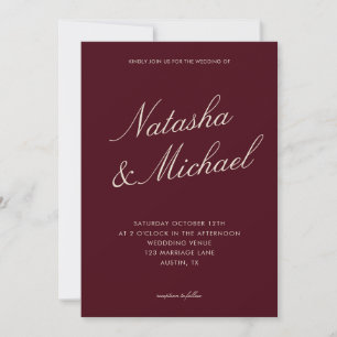 Invitación Boda minimalista y elegante de burgundy