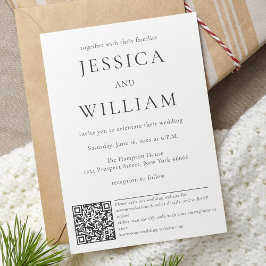 Invitación Boda minimalista Y Moderno Con Código QR