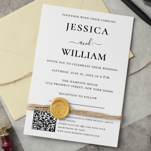 Invitación Boda minimalista y moderno con código QR (Subido por el creador)