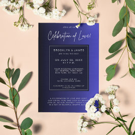 Invitación Boda mínimo azul de media noche