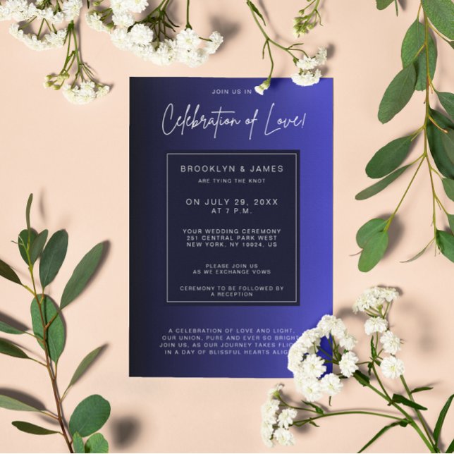 Invitación Boda mínimo azul de media noche (Subido por el creador)