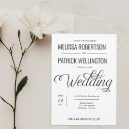 Invitación Boda mínimo blanco y negro
