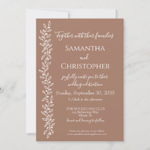 Invitación Boda Mínimo Botánico Boho Mocha Mousse Moderno