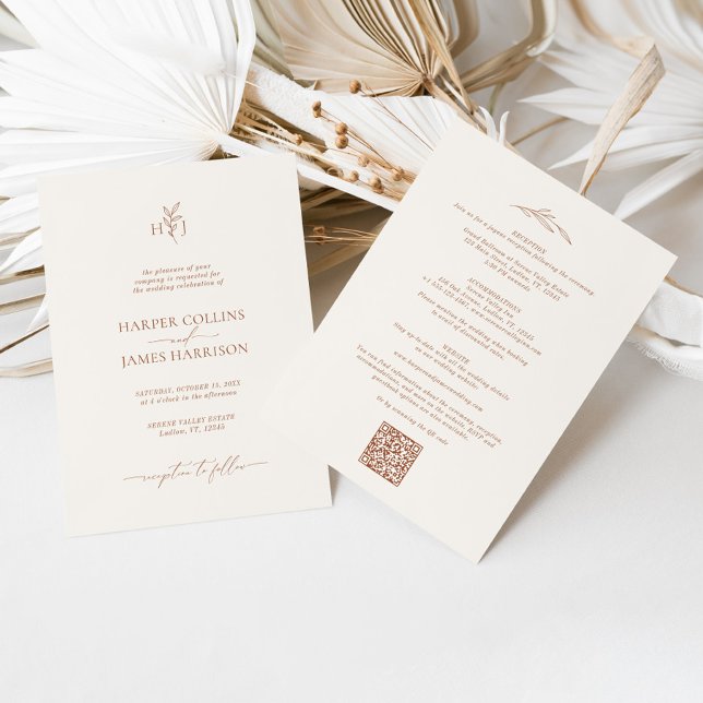 Invitación Boda Mínimo Botánico de Terracota Floral Boho (Subido por el creador)