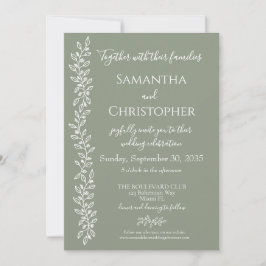 Invitación Boda Mínimo Botánico Moderno Boho Sage Green